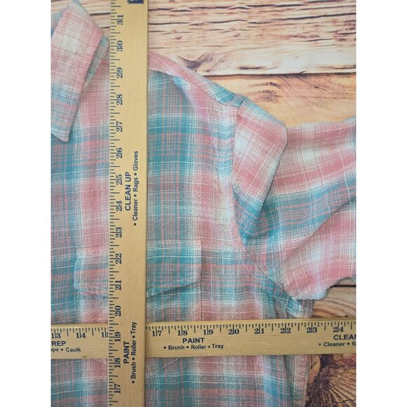 Orvis Mens Classic Fit Button-Up Plaid Shirt Medium  Pink & Blue - Picture 7 of 7